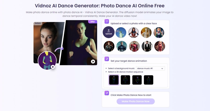 Vidnoz AI Dance Generator