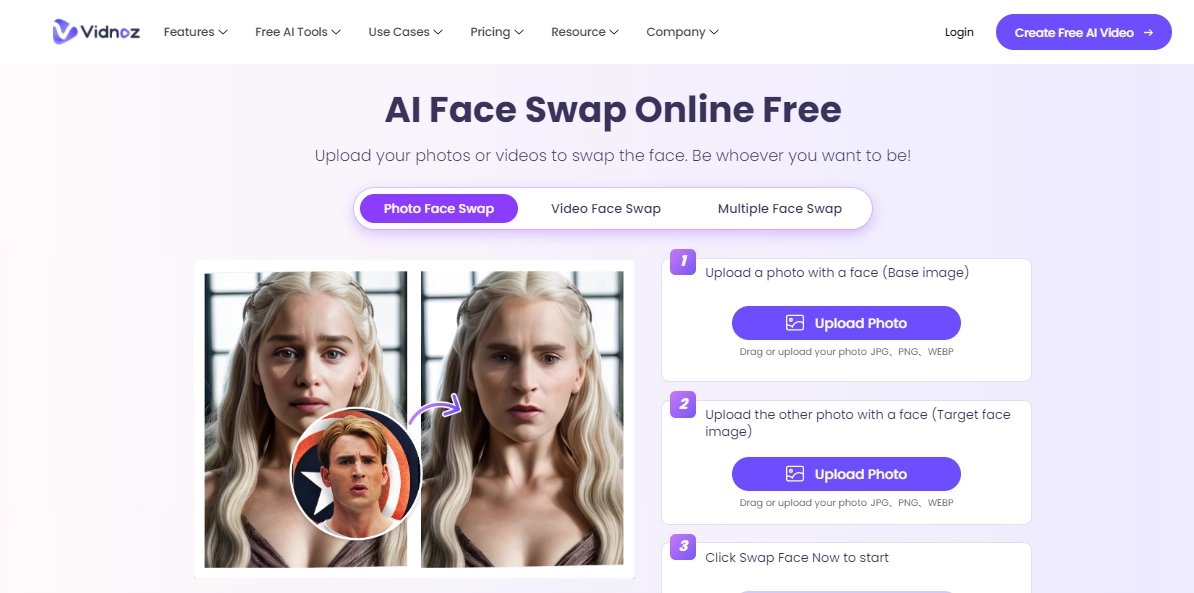 Vidnoz AI - Make Funny DeepFake Meme for Free