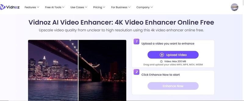 Vidnoz AI Free Online Video Enhancer