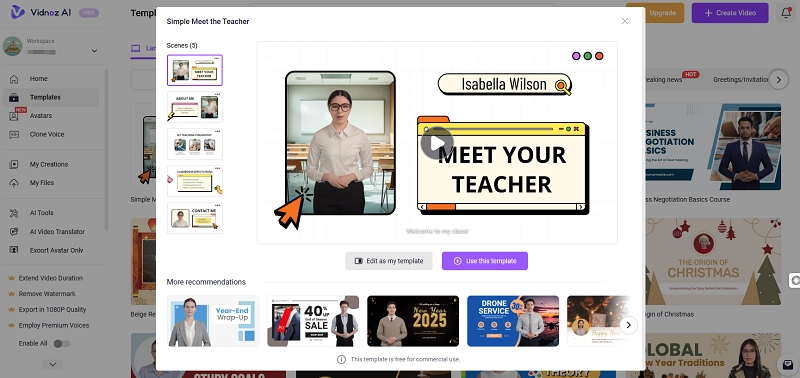 Vidnoz AI Meet the Teacher Video Creator