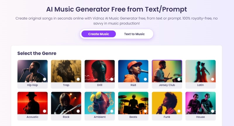 Vidnoz AI Music Generator - Turn My Words into a Song Online Free