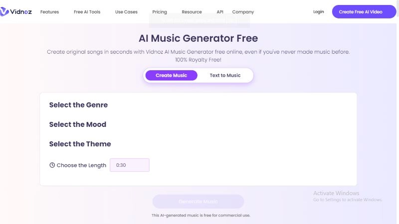 Vidnoz AI Music Generator to Create Song