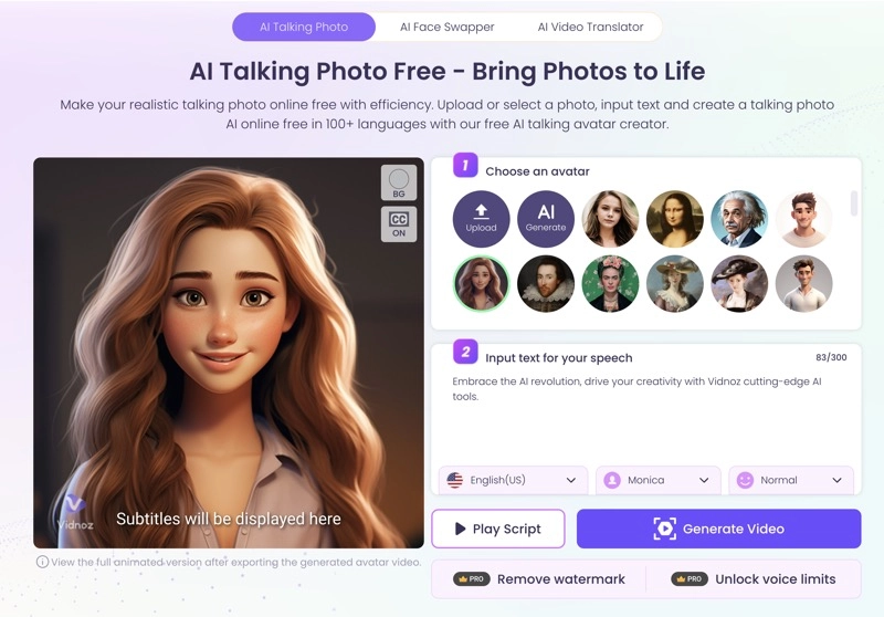 Vidnoz AI Talking Photo for Instant Avatar