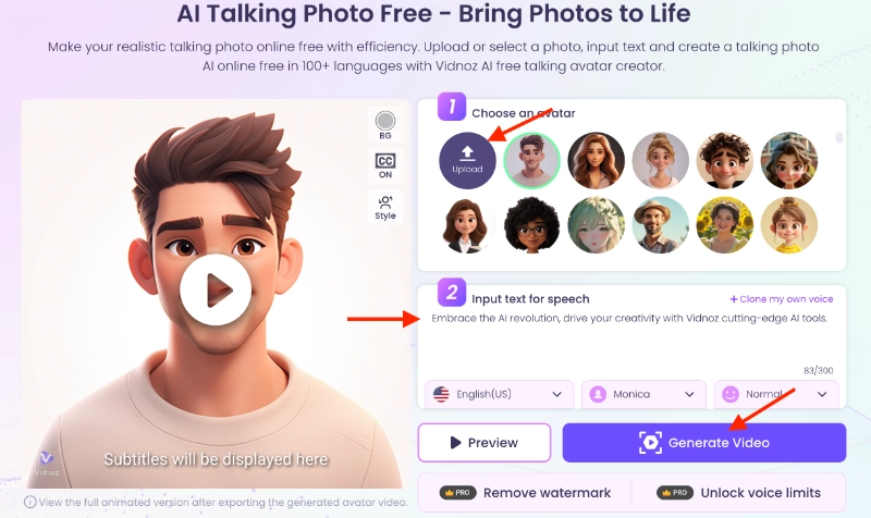 Vidnoz AI Talking Photo Generator