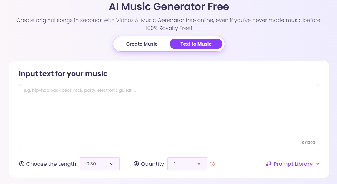 Vidnoz AI Text to Music