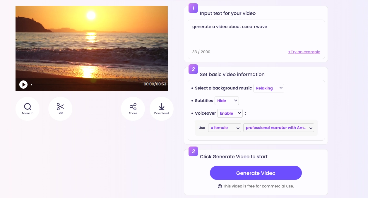 Vidnoz AI Text to Video Generator no Sign Up