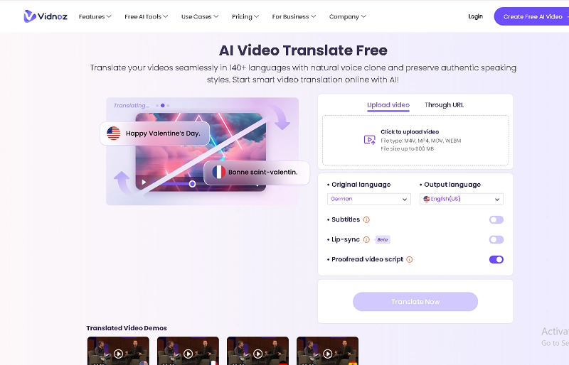 Vidnoz AI Translating Music Videos into English