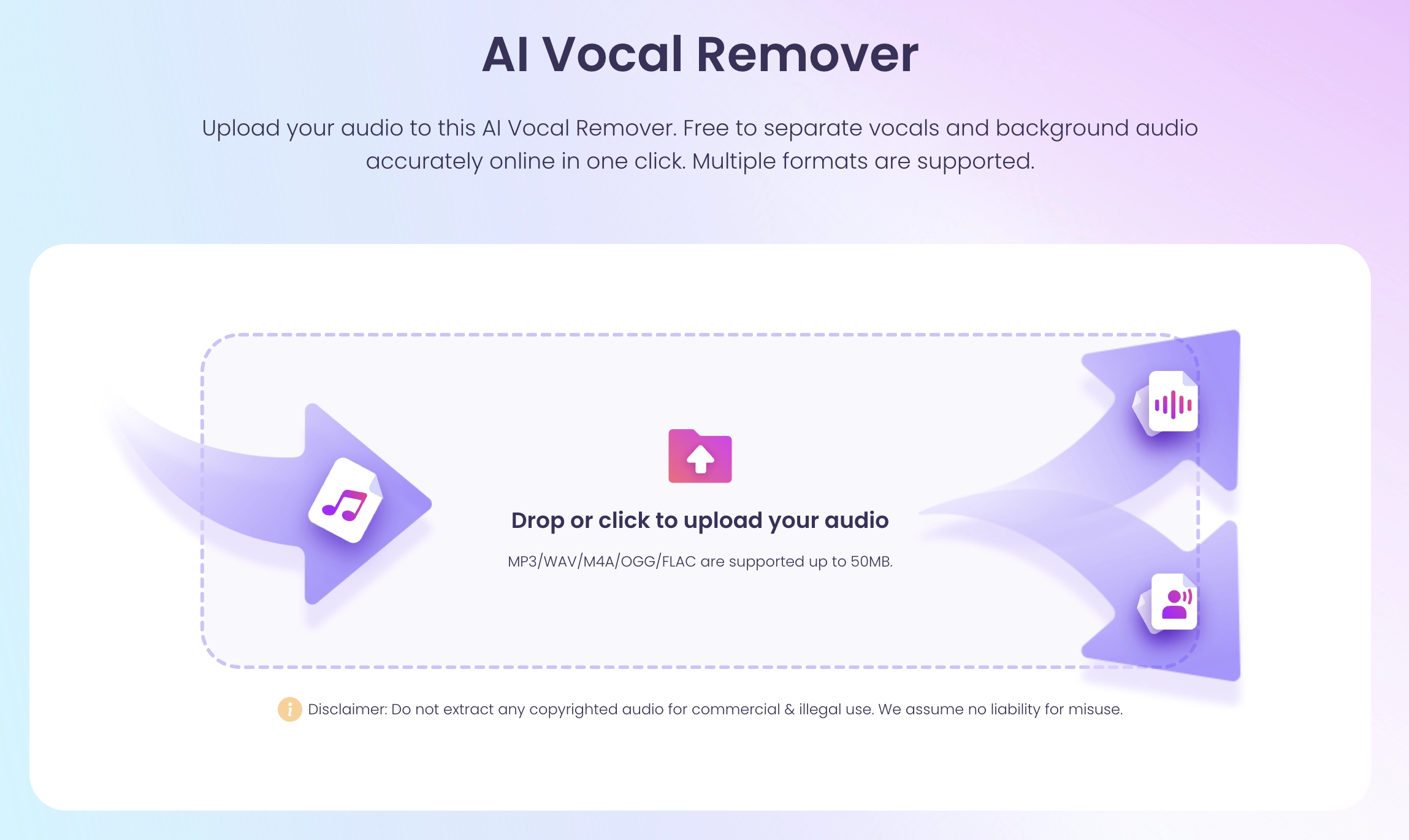 Vidnoz AI Vocal Remover Interface