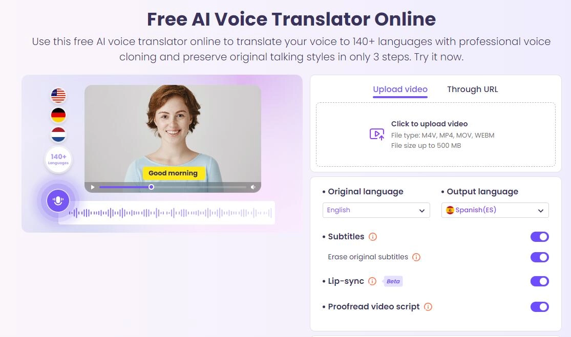 Vidnoz AI Voice Translator with AI Lip Sync