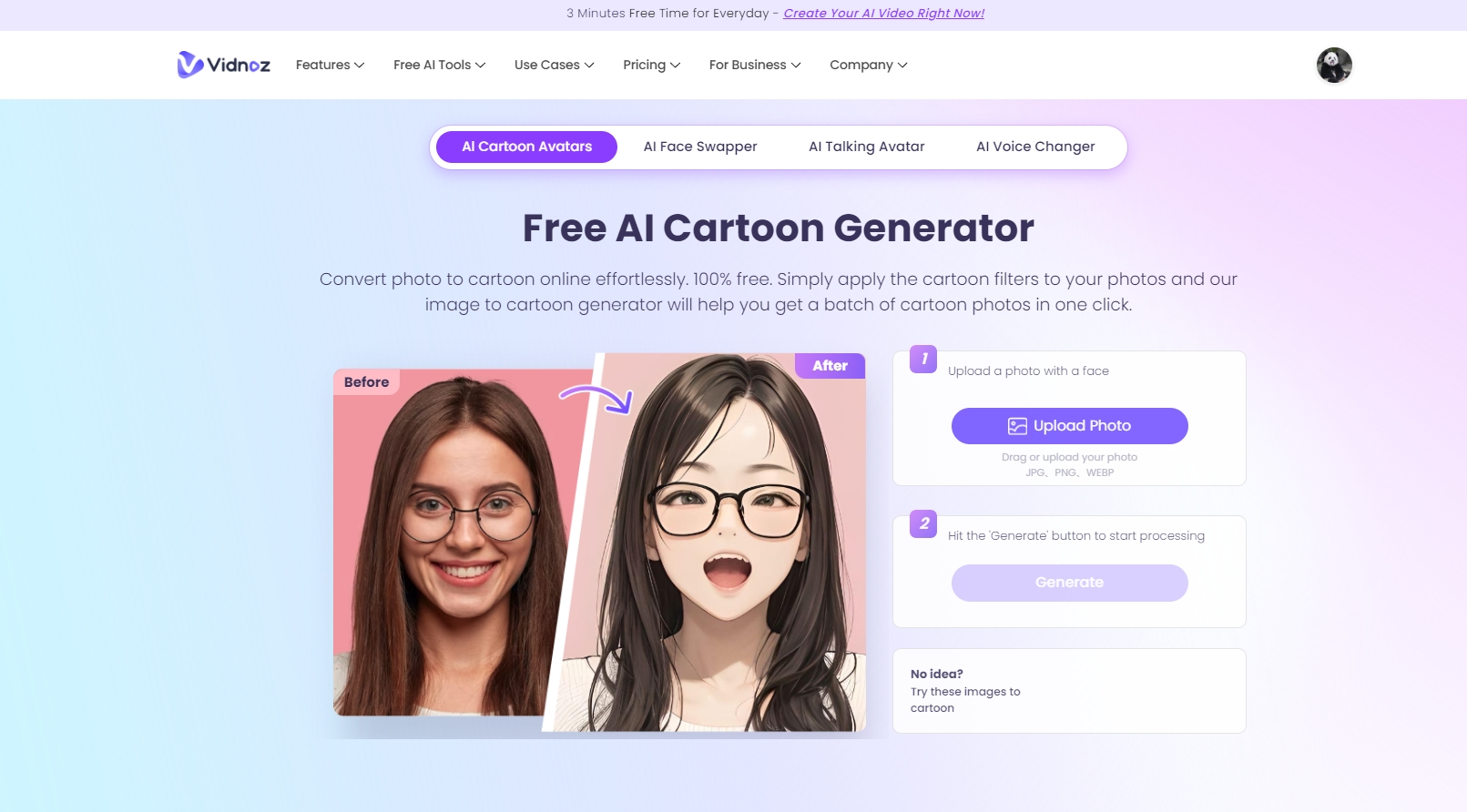 Vidnoz Cartoon Generator 1