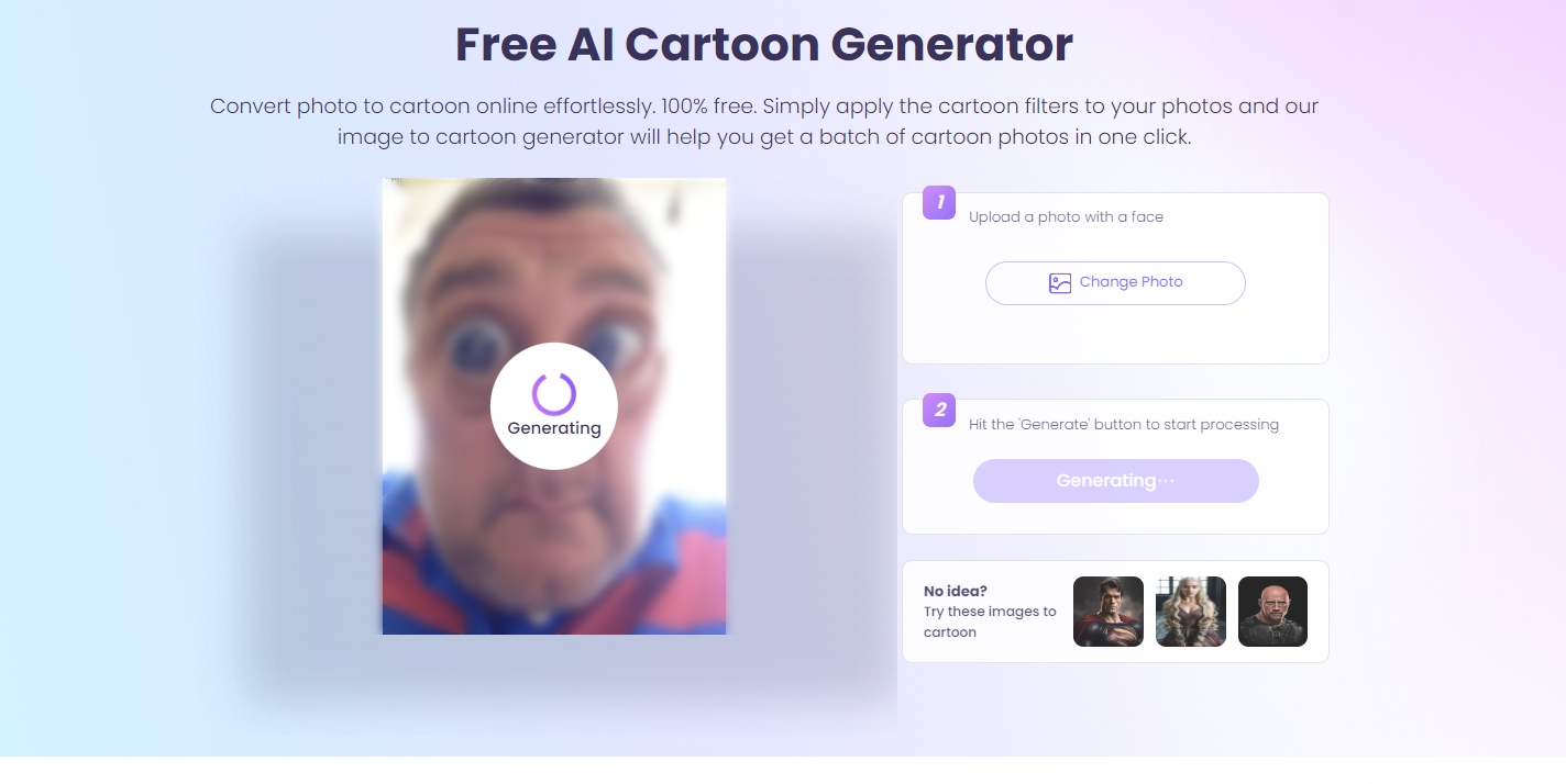 Vidnoz Cartoon Generator Generating