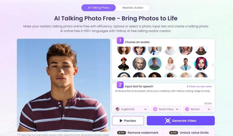 Vidnoz Generates Talking Photo Video