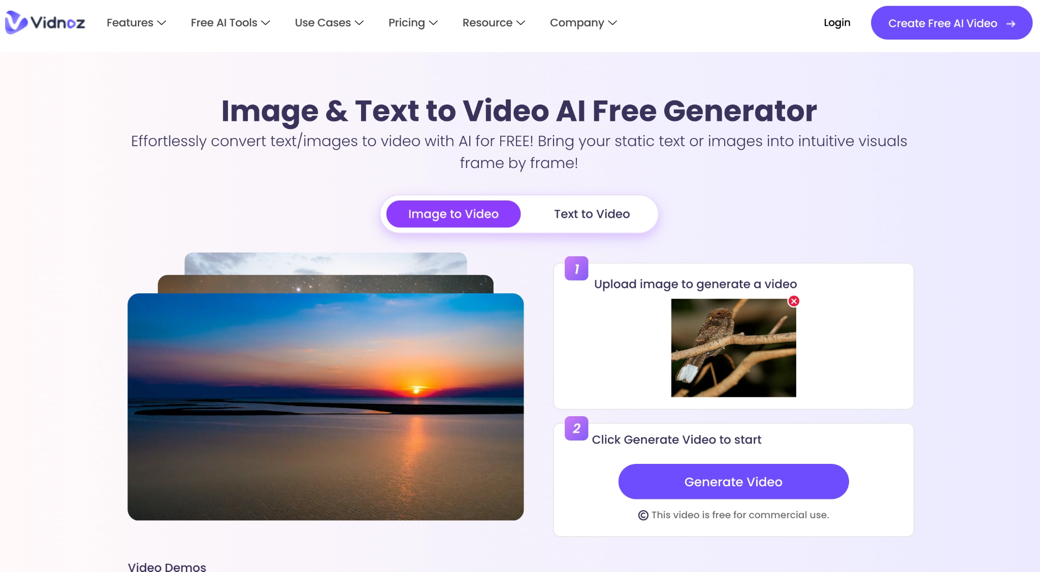 Vidnoz Image to Video Generate