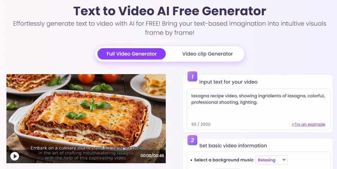 Vidnoz Text to Video AI Recipe Video Maker