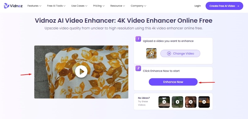 Vidonz AI Video Enhancer Step 2