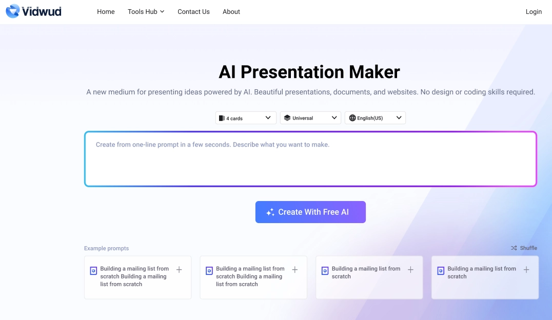 Vidwud AI PowerPoint Generator with Free Images