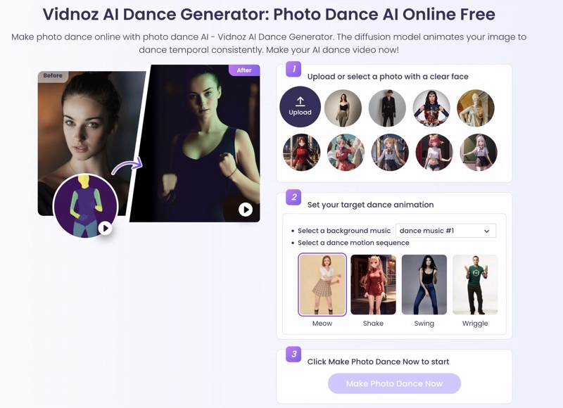 Viggle AI Alt - Vidnoz AI Dance Generator