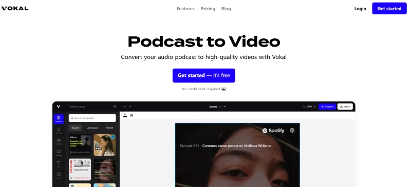 Vokal Podcast To Video Interface For Creating Videos