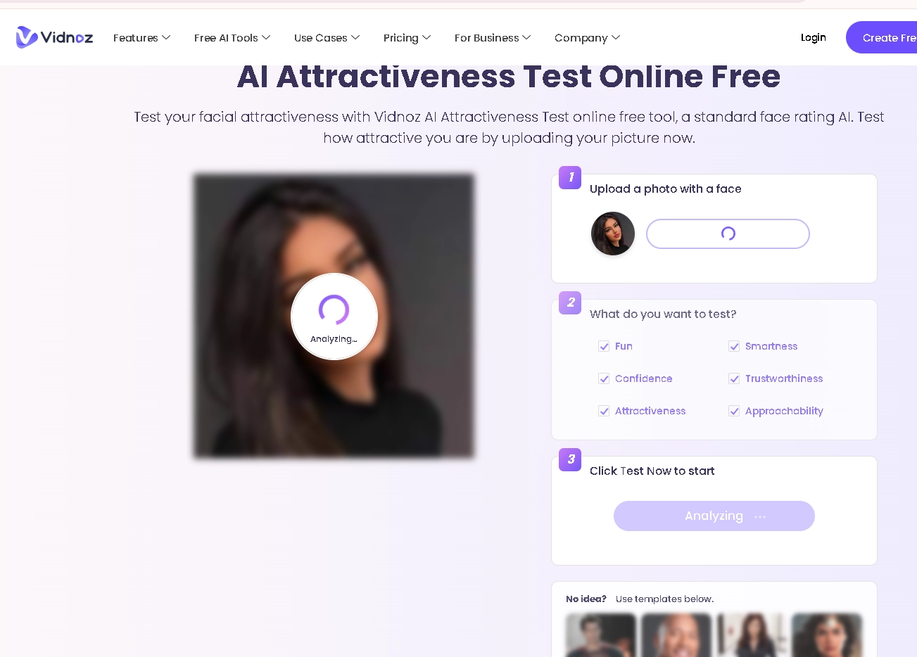 Wait for the Result of the test in Vidnoz Attractiveness Testing