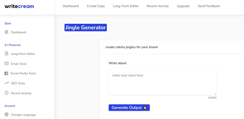 WriteCream AI Jingle Generator