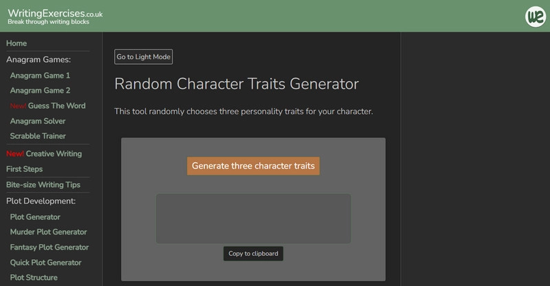 WritingExercises Random Character Traits Generator