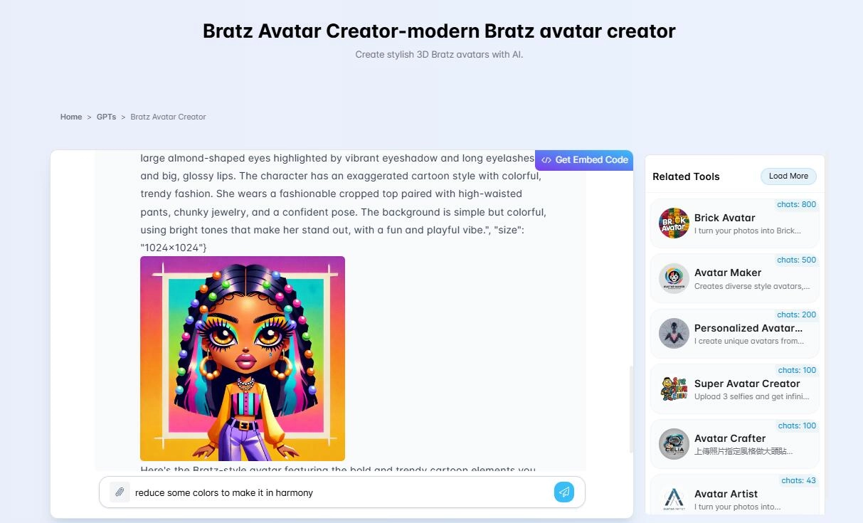 Yeschat  Bratz Avatar Maker Auto Prompts