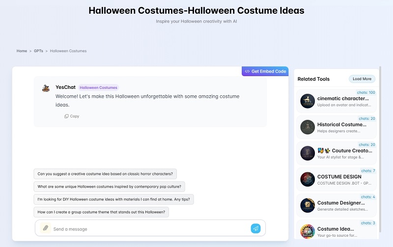 YesChat AI Halloween Costume Ideas Generator