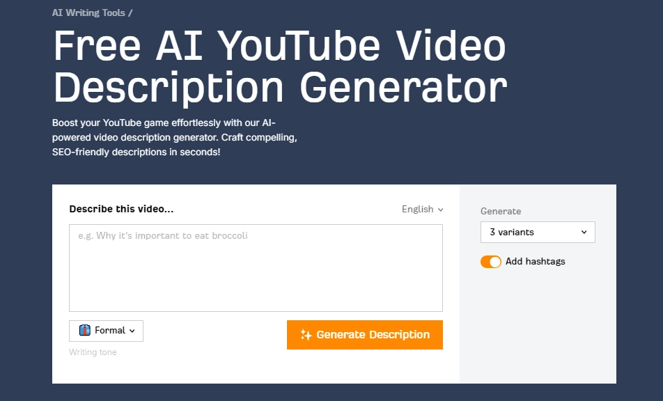 YTB Description Generator by Ahrefs