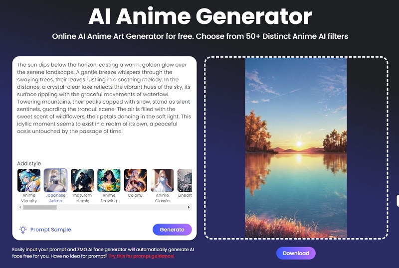 ZMO AI Anime Scene Generator