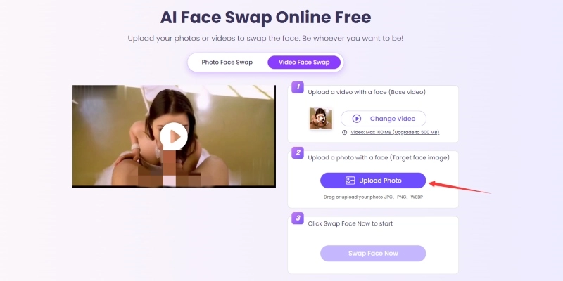 อัปโหลดวิดีโอและรูปภาพของคุณเพื่อ Face Swap